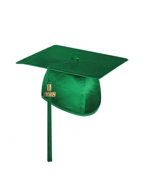 Shiny Green College and University Graduation Cap with Tassel 