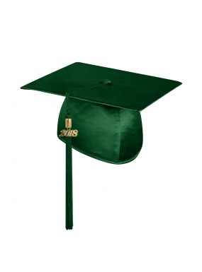 Shiny Hunter Green College and University Graduation Cap with Tassel 