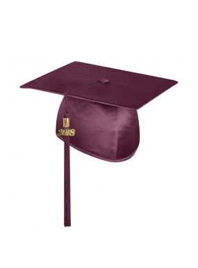 Shiny Maroon Technical and Vocational Graduation Cap with Tassel 