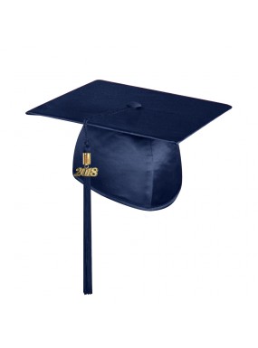 Shiny Navy Blue Faculty Staff Graduation Cap with Tassel 