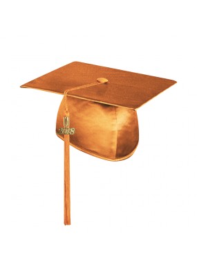 Shiny Orange Technical and Vocational Graduation Cap with Tassel 