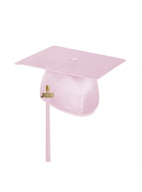 Shiny Pink High School Graduation Cap with Tassel 
