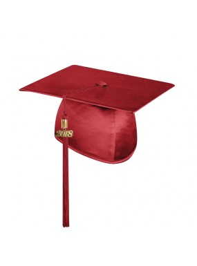Shiny Red High School Graduation Cap with Tassel 