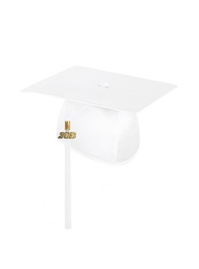 Shiny White High School Graduation Cap with Tassel 