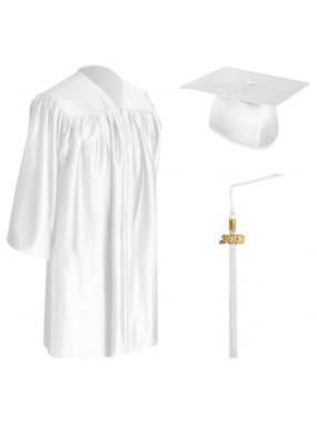 White Child Graduation Cap, Gown & Tassel