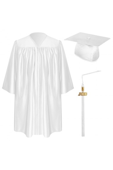 White Child Graduation Cap, Gown & Tassel