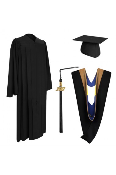 Deluxe Black Bachelor Graduation Cap, Gown, Tassel & Hood - Faculty ...