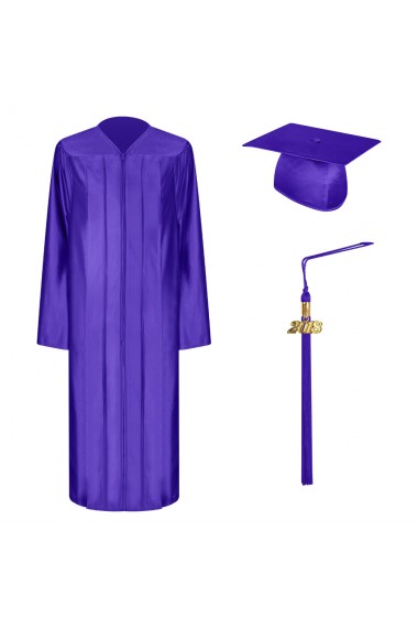 Shiny Purple Graduation Cap, Gown & Tassel Set|High School