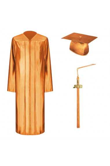 Endea Graduation Shiny Orange Cap and Gown 