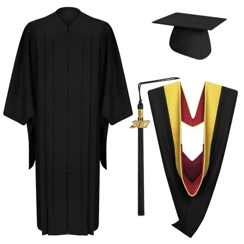 Deluxe Master Graduation Cap, Gown, Tassel & Hood - Masters - Academic ...