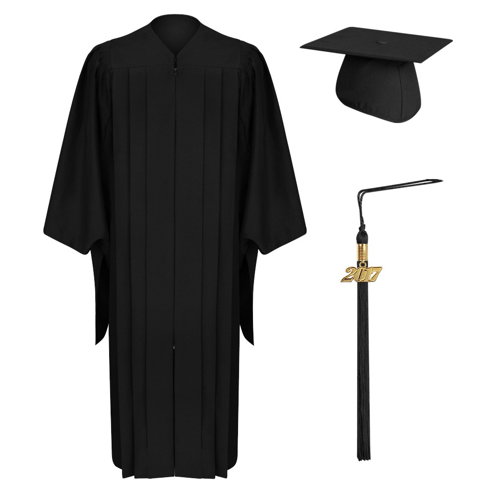 Black Masters Graduation Gown, Cap & Tassel Set
